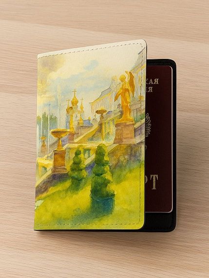 Обложка на паспорт «Большой каскад, Петергоф», искусственная кожа, фото 2.