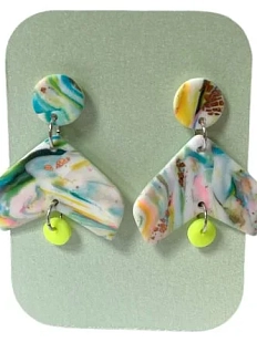 Серьги с неоновой подвеской, полимерная глина