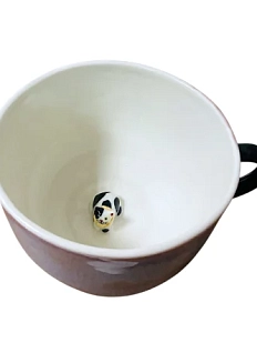 Кружка ручной работы Маковка с фигуркой внутри «Котик», сиреневая, 500 мл