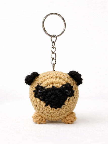 Вязаный брелок Цилинская «Мопс», 6,5 см, фото 2.
