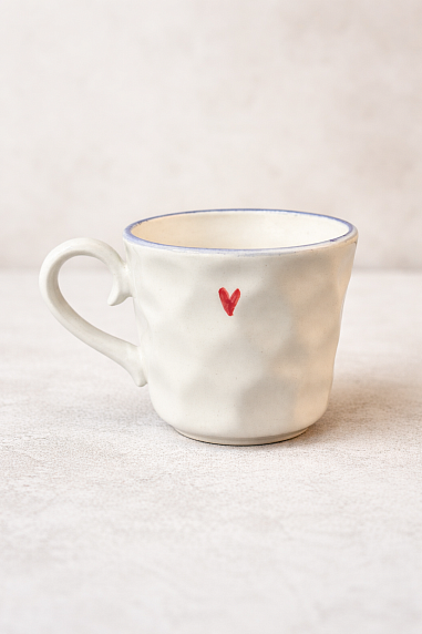 Чайная пара ручной работы с сердечком , керамика, 300 мл, фото 2.