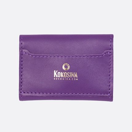 Cкладной кошелёк визитница ручной работы, Kokosina bags, натуральная кожа, фиалковый, фото 2.