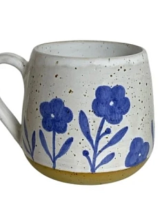 Кружка ручной работы Незабудки, белая, керамика, 300 мл