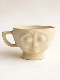 Кружка ручной работы с личиком, молочная, керамика, 350 мл