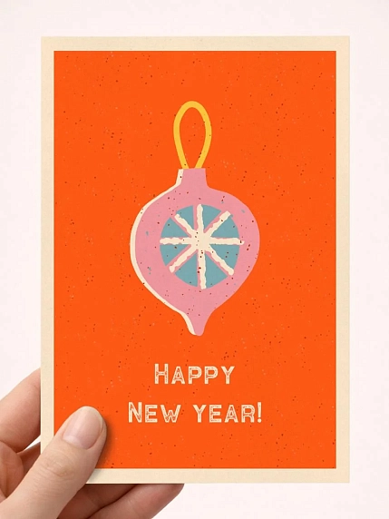 Открытка DARI DARI ретро на Новый год «Happy New Year», А6, фото 1.