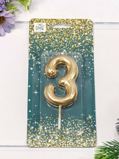 Свеча для торта «Цифра 3», 6 см