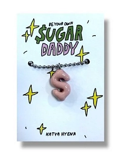 Подвеска Катя Гиена на цепочке ручной работы «Sugar Daddy», розовый, керамика
