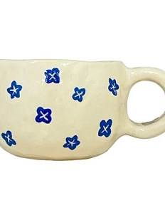 Кружка ручной работы Малёма с росписью Синие цветочки, керамика, 400 мл