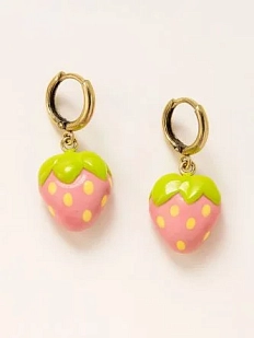 Серьги-конго Радость Рядом «Клубнички», полимерная глина, розовые
