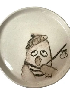 Тарелка ручной работы «Чайка в тельняшке», керамика, 12,5 см