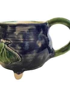 Кружка ручной работы Мотылёк и котик, керамика, 500 мл