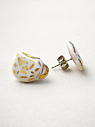 Серёжки-гвоздики «Кружечки в полоску», фарфор, бело-золотистые, превью фото 2