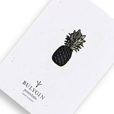 Брошь ручной работы Bulygin «Ананас», фарфор, чёрно-серебристая