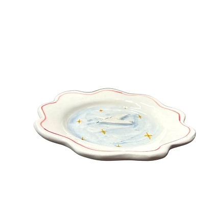 Тарелка ручной работы Глинка керамика с голубкой, 17 см, фото 4.