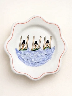 Тарелка ручной работы Глинка керамика «Плавание», 17 см