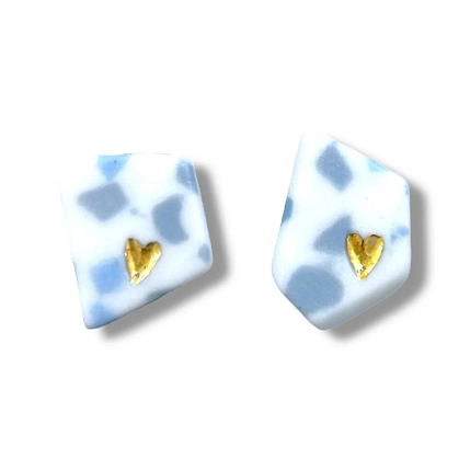 Серьги-гвоздики ручной работы «Домики с сердечком», фарфор, фото 1.