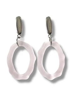 Стеклянные серьги Лампджой, светло-розовые, матовые