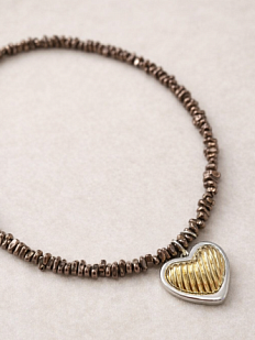 Чокер Migette с подвеской «Сердце», гематит, коричневый