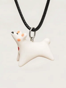 Подвеска ручной работы Боттери керамика «‎Белый полярный мишка»‎, керамика