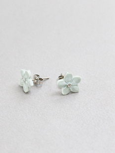 Серёжки-гвоздики «Цветочки», мятные, фарфор