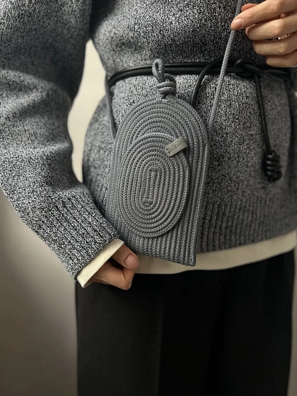 Сумка для телефона с карманом, серая, фото 2.