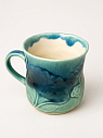 Кружка ручной работы «Лотосы», синяя, фарфор, 350 мл, превью фото 3