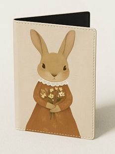 Обложка на паспорт «Зайчик с букетом», искусственная кожа