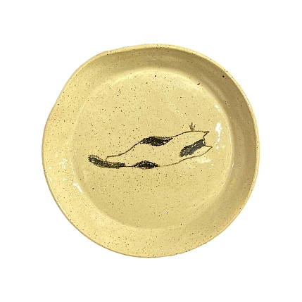 Тарелка с котом Правильная посуда «Грустный котик», керамика, 13 см, фото 1.