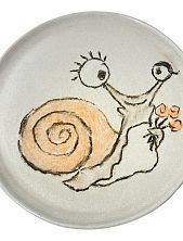 Тарелка ручной работы «Улитка с цветами», керамика, 15 см