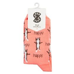 Носки «Happy cat», р-р 35-40, розовые