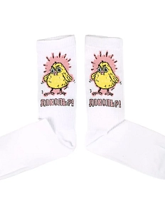 Носки с цыплёнком Barking Store «Доколь?! », р-р 35-40, белые