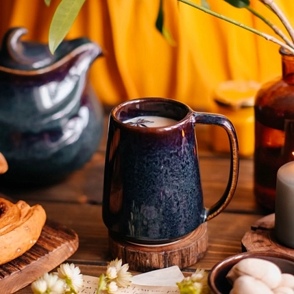 Скандинавская кружка ручной работы VELES «Полночь Волшебства», фарфор, 350 мл, фото 1.