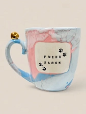 Кружка ручной работы Тата вытворяет/NF ceramics «У меня лапки», голубая, керамика, 400 мл