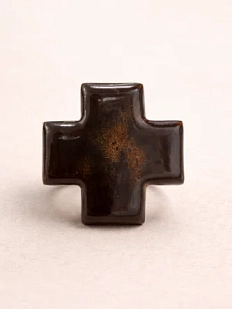 Кольцо ручной работы КерамЕлКа «Крест», черно-коричневое, фарфор