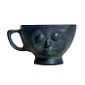 Кружка ручной работы Ручная глина с личиком, чёрная, керамика, 350 мл, превью фото 1