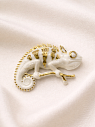 Брошь ручной работы Фарфор Булыгина «Хамелеон», бело-золотистая, превью фото 3