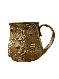 Кружка ручной работы Корсак высокая с шипами, коричневая, керамика, 300 мл