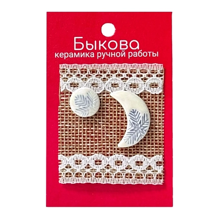 Серьги ручной работы Быкова керамика «Снежинки», фарфор, фото 1.