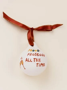 Ёлочная игрушка РУКИ В ГЛИНЕ шар расписной «Mood Prosecco», фарфор, 7 см