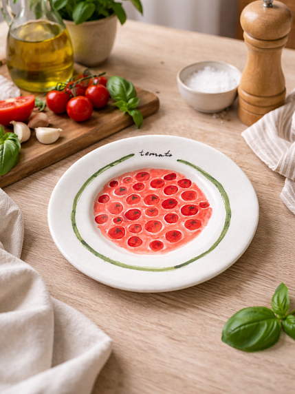 Тарелка ручной работы с помидорами, фото 4.
