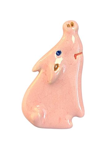 Брошь ручной работы «Свинка», керамика, розовая, фото 2.