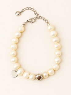 Сверкающий браслет из жемчуга со вставкой и монеткой « Lucky»