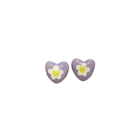 Серёжки-гвоздики «Сердечки с цветочками»