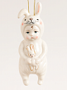 Ёлочная игрушка из фарфора «Малыш в костюме зайчика», белый, 12 см, превью фото 1