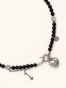 Колье ручной работы «Black», родированная латунь