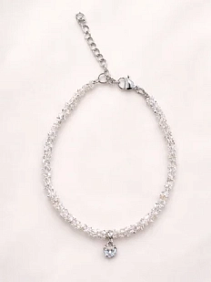 Браслет ручной работы «Heart», алмазное стекло, родированная латунь