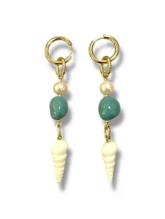 Серьги-конго на цепочке ручной работы Ракушки, фарфор