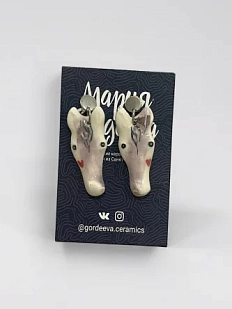 Серьги Мария Гордеева «Лошадки», керамика, розовые