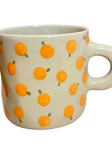 Кружка ручной работы Малёма с росписью Мандаринки, высокая, керамика, 350 мл