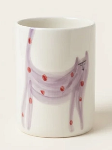 Стакан ручной работы Донышко-горлышко «Кот Краш Фиолетовый», белый, керамика, 300 мл